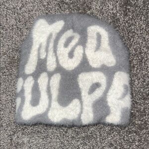 Gray and White Knit Beanie